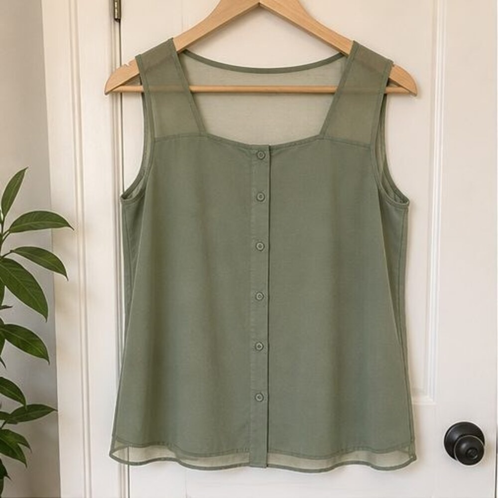Sage Lace Trim Top